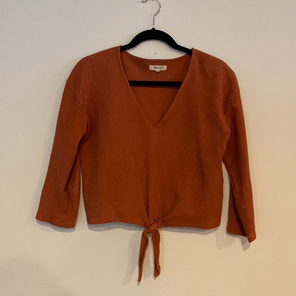 Madewell | textured tie-front top, rust